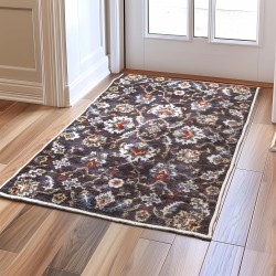 2X3 Non-Slip Washable Blue Rug - Performance High Traffic Rug - Cottagecore Bohemian Small Rug for Doorway - Navy, 2' x 3'