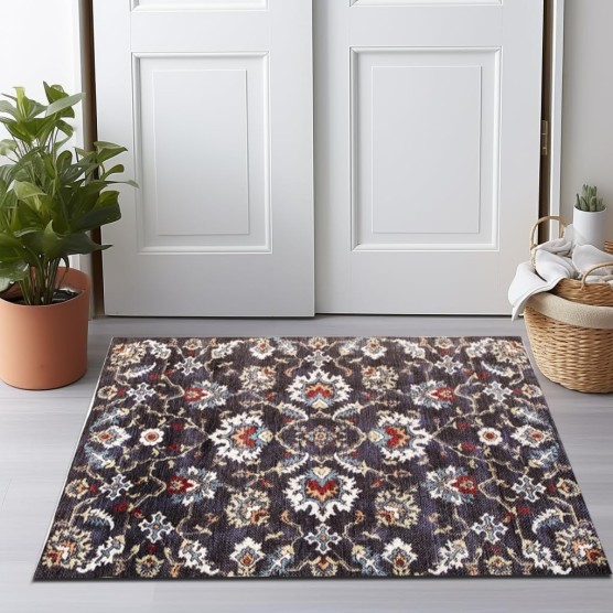 2X3 Non-Slip Washable Blue Rug - Performance High Traffic Rug - Cottagecore Bohemian Small Rug for Doorway - Navy, 2' x 3'