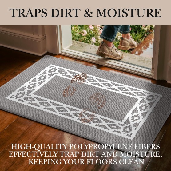 Indoor Door Mat - Durable, Absorbent Polypropylene Entrance Mat - Non-Slip, Low-Profile, Machine Washable - Ideal for Entryway- 20"x30"