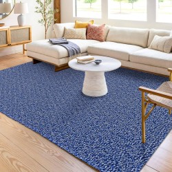 Boho Rugs for Living Room 5X7 ft Washable Area Rug for Bedroom Blue Navy Large Floor Carpet Rubber Backed Braided Woven Rug Cotton Area Rugs for Dining Room Bedroom Living Room